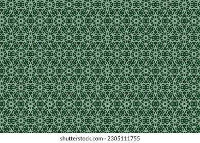 Seamless pattern design for wrapping paper, wallpaper, fabric, decorating and backdrop. Vector Illustration of geometry line art with green color.