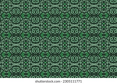 Seamless pattern design for wrapping paper, wallpaper, fabric, decorating and backdrop. Vector Illustration of geometry line art with green color.