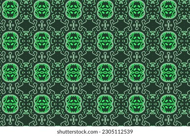 Diseño de patrones sin inconvenientes para envolver papel, papel pintado, tela, decoración y fondo. Ilustración vectorial del arte de línea geométrica con patrón floral de color verde.