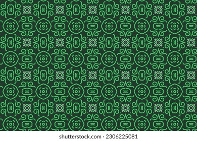 Seamless pattern design for wrapping paper, wallpaper, fabric, decorating and backdrop. Vector Illustration of geometry line art with green neon color.