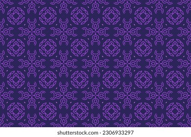 Nahtloses Musterdesign für Wickelpapier, Tapete, Stoff, Dekoration und Hintergrund. Vektorgrafik der Geometrie-Linien-Kunst mit violetter Farbe.