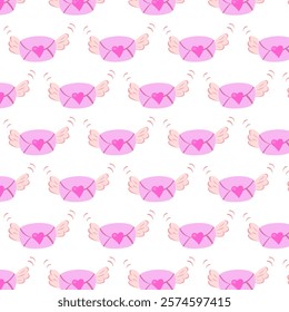 Seamless pattern design for wrapping paper for gift, preseents with love flying letters