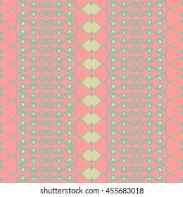 Seamless pattern design.Decorative abstract colorful background with curves and swirls in pink colors