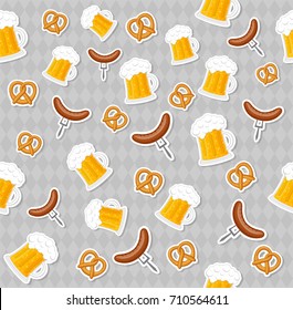 Seamless pattern designed for beer festival - Oktoberfest. Vector.