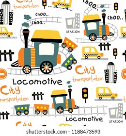 seamless pattern design,transportation cartoon,vector illustration