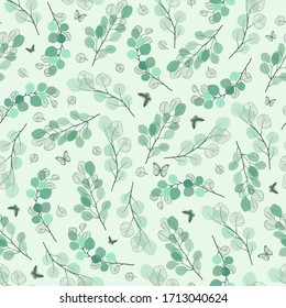 Seamless pattern for desing with branches and butterfly