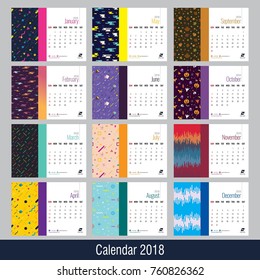 Seamless Pattern Desk Calendar 2018 Template