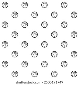 Seamless pattern of detailed basketballs in a grid layout; perfect for sports-themed backgrounds and designs