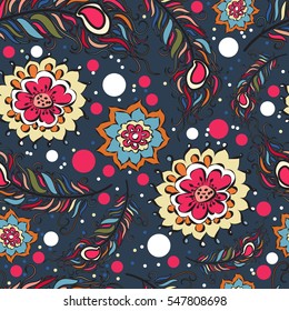 Seamless pattern. detailed doodles. Boho style. traditional, ethnic ornament