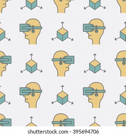 Seamless pattern with devices for virtual reality (VR). Vector illustration.