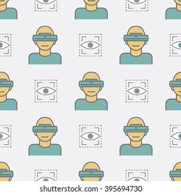 Seamless pattern with devices for virtual reality (VR). Vector illustration.