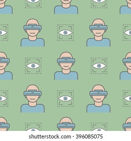 Seamless pattern with devices for virtual reality (VR). Vector illustration.