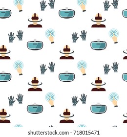 Seamless pattern with devices for virtual reality vector illustration background. Color flat devices for virtual reality stylish texture