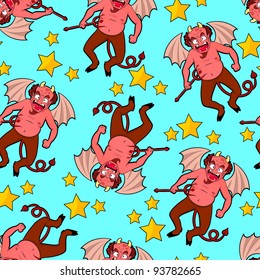 seamless pattern with devil cartoons