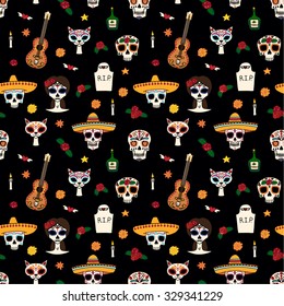 Seamless pattern for Dia de los muertos   Halloween vector eps10 