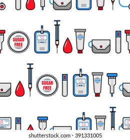 Seamless pattern. Diabetes. Medical flat icons.