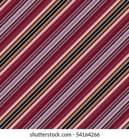 Seamless pattern with diagonal black, red, pink and blue stripes (vector)