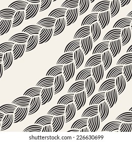 Seamless pattern with diagonal braids. Endless stylish texture. Monochrome artistic background