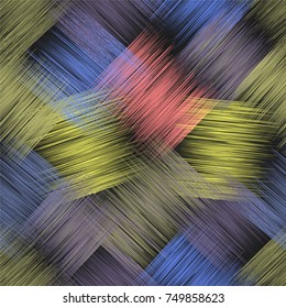 Seamless pattern with diagonal colorful grunge striped intersected elements for web design 