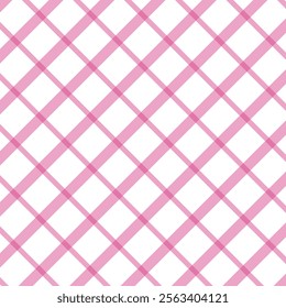 A seamless pattern diagonal intersecting lines forming a plaid or checkered design on a white background, ideal for textiles, wallpapers, or digital designs