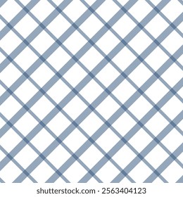 A seamless pattern diagonal intersecting lines forming a plaid or checkered design on a white background, ideal for textiles, wallpapers, or digital designs