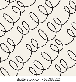 Seamless pattern with diagonal linear waves. Endless stylish texture. Hand drawn contemporary background. Freehand linear doodle. Hipster creative print.