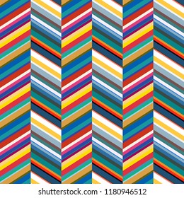 Seamless pattern from diagonal lines. Pattern of lines and angles for fabrics. Optical illusion of volume.