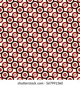 Seamless pattern with diagonal lines and circles. Repeated geometric figures ornamental abstract background. Modern ornamental motif. Digital paper, textile print, page fill. Vector art.