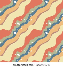 Seamless pattern with diagonal lines and curves in a retro color palette