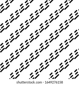 Seamless pattern. Diagonal lines, diamonds ornament. Tilted strokes, dots wallpaper. Angled stripes, rhombuses motif. Striped, dotted backdrop. Slanted dashes, squares background. Vector illustration.