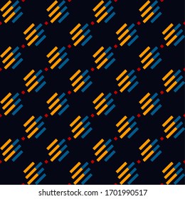 Seamless pattern. Diagonal lines, diamonds ornament. Slanted dashes, squares background. Angled stripes, rhombuses motif. Striped, dotted backdrop. Tilted strokes, dots wallpaper. Vector illustration.