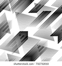 Seamless pattern with diagonal, oblique, slanting parallel speed lines.Triangles
 unusual poster Design .Black Vector stripes .Geometric shape. Geometrical Endless texture  .Repeating background .
