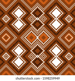 Seamless pattern with a diagonal oriented ethnic. Brown palette. Native American motifs. Vector illustration