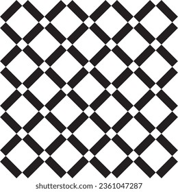 Seamless pattern with diagonal plaid in black and white. Vector illustration.