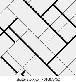 Seamless pattern diagonal polygonal rectangular lines, black and white