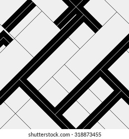 Seamless pattern diagonal polygonal rectangular lines, black and white