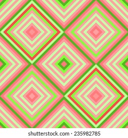 Seamless  pattern with diagonal red and green stripes and diamonds for Christmas and new year