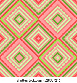 Seamless  pattern with diagonal red and green stripes and diamonds for Christmas and new year