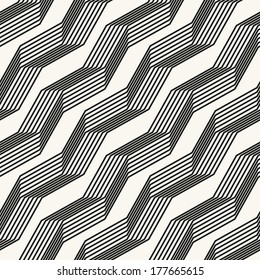 Seamless pattern. Diagonal zig zag stripes. Vector graphic texture. Volume effect
