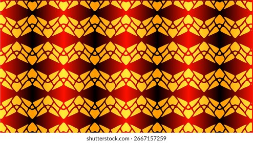 Patrón sin fisuras con diseño de cadena de diamantes en degradado naranja y negro brillante.