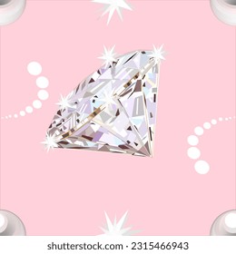 Seamless pattern of diamond pearl on black background for wrapping paper background and texture concept