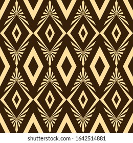 Seamless pattern of diamond shape with traditional accent with brown colour