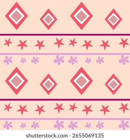 Nahtloses Muster mit Diamantformen und Blumen