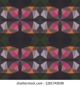 seamless pattern. Diamonds. Abstraction. multicolored triangles on a dark background. Banner. The background