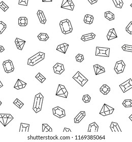 Seamless pattern with diamonds. Black and white thin line icons
