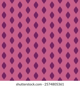 Seamless pattern of diamonds with curves or leaves. Monotone, pink, background, repeating, textile. Vector