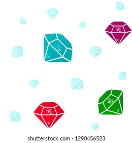 Seamless pattern of diamonds isolated on white background. Repeating background of brilliant, ruby and gem stones.