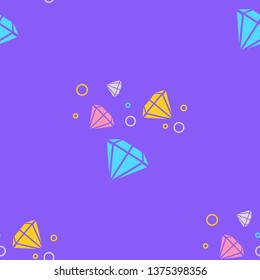 seamless pattern with diamonds and rings, gems on a purple background
