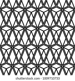 Seamless pattern with diamonds, triangles. Polygons background. Image with repeated geometrical figures. Ethnic motif. Grid wallpaper. Tiles illustration. Digital paper for textile print. Vector art.