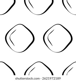 Seamless pattern with a diamond-shaped cookie icon in a linear style. Black and white vector illustration